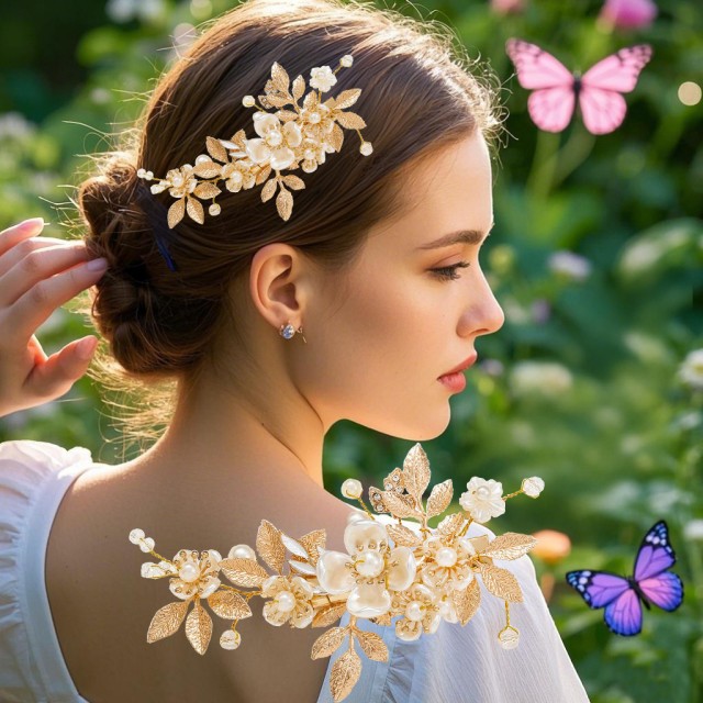 Vintage poročna sponka za lase s cvetnim dizajnom