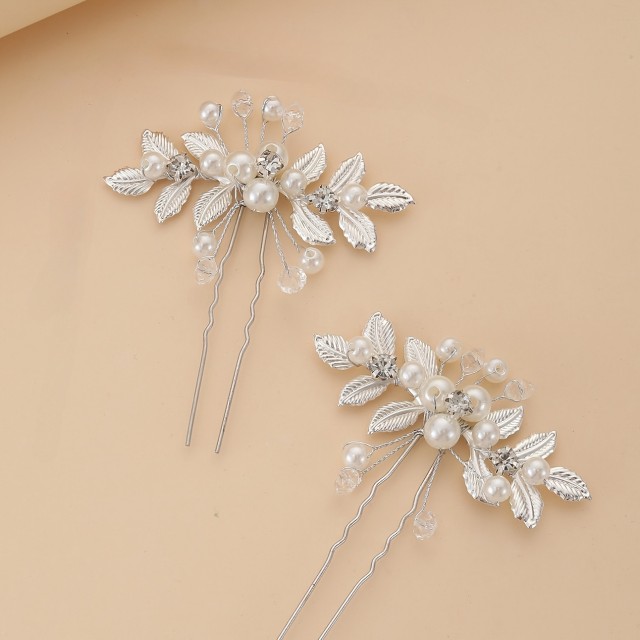 Komplet 2 elegantnih lasnic z listi in rožicami 2 barvi 