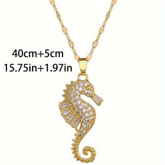 Poletna ogrlica z obeskom morskega konjička iz nerjavečega jekla