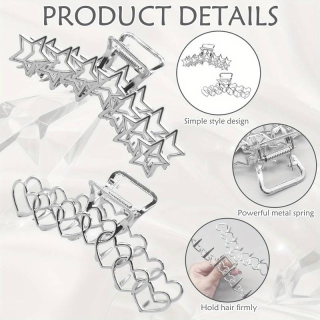 Kovinska sponka za lase v srebrni barvi, zvezdice