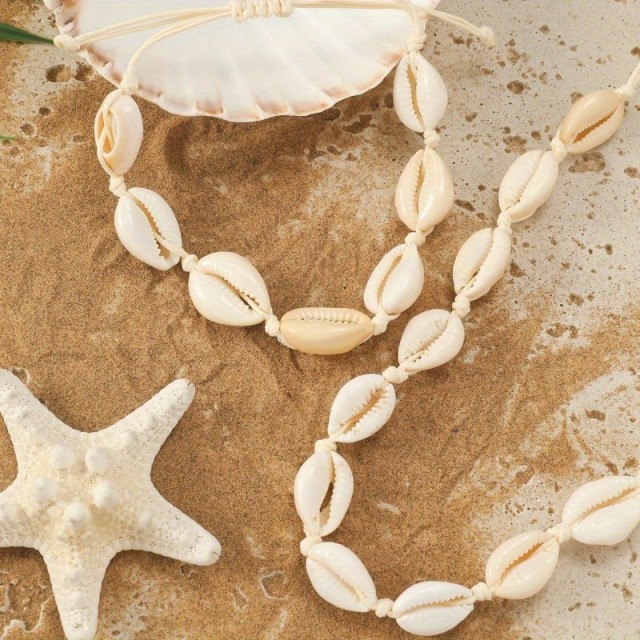 Poletni komplet ogrlice in zapestnice s školjkami 2barvi