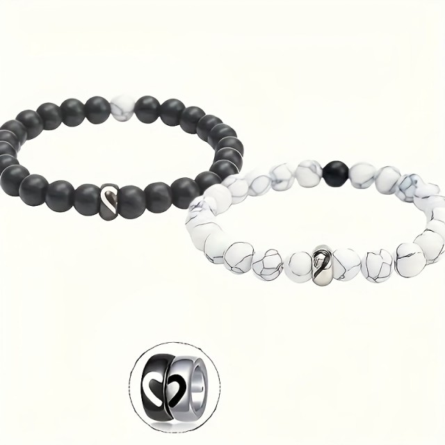 2-delni komplet zapestnic v preprostem slogu z naravnimi kamni