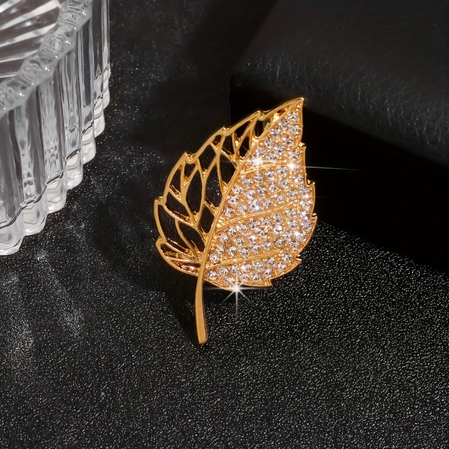 Elegantna ženska broška z velikim listom 