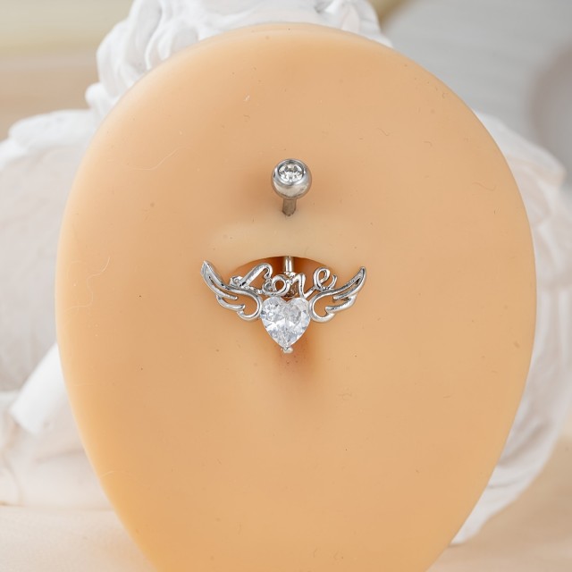 Uhan za popek srce s krili 