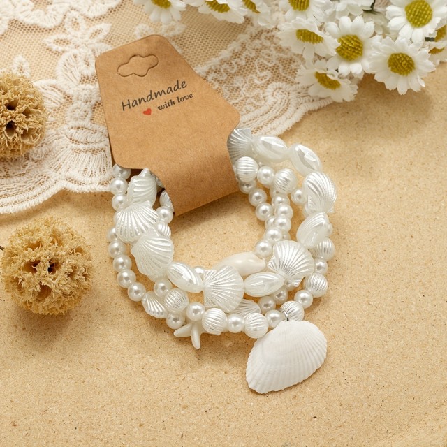 4-delni komplet zapestnic z obeski školjke in morske zvezde