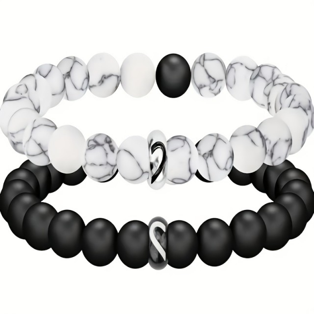 2-delni komplet zapestnic v preprostem slogu z naravnimi kamni