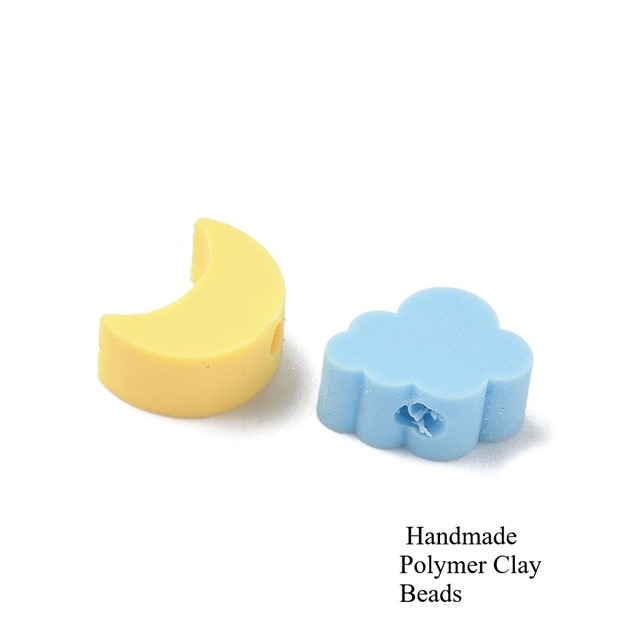 Fimo perle lunica, oblak in zvezdica – pastelni miks – 50 kosov