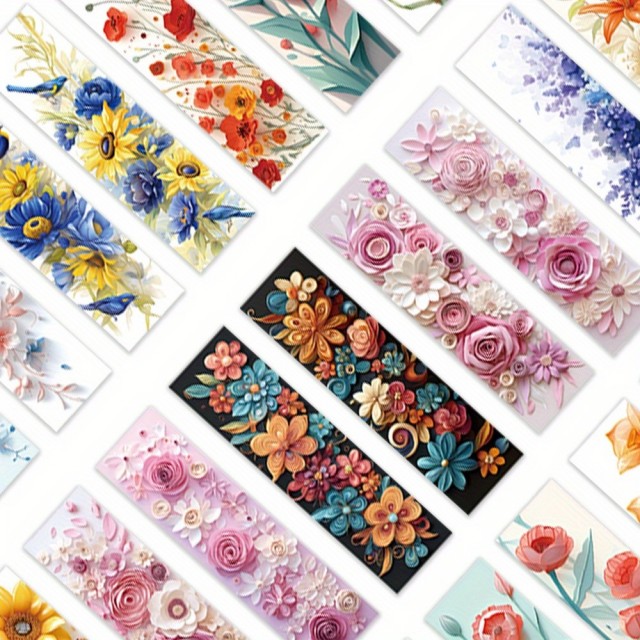 Komplet 32 knjižnih kazal s cvetličnimi motivi