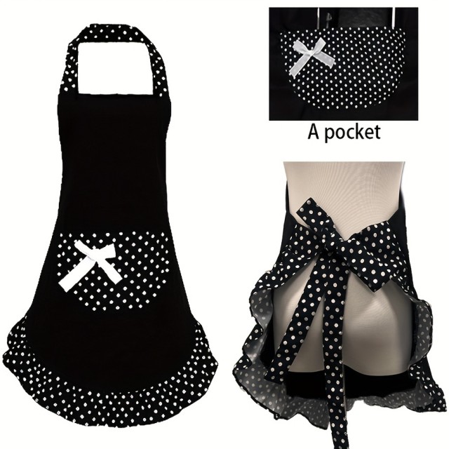 Vintage črno bel predpasnik s pikicami
