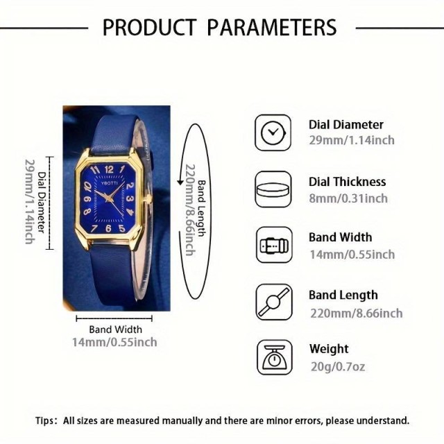 5 delni komplet ženske ure in nakita v modri barvi