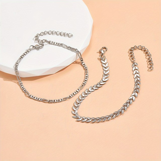 Komplet 2 kosov preprostih verižic za gležnje