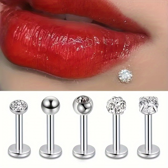 Komplet 5 kosov uhanov za ustnice nos obrvi