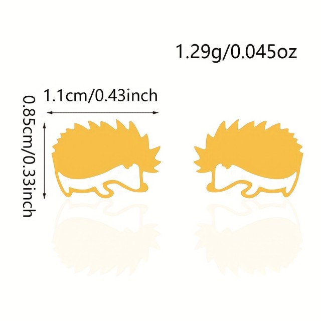 Prikupni mini vtični uhani nerjaveči z ježkom