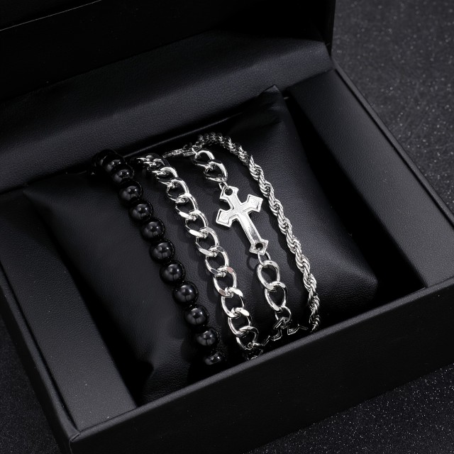 4-delni moški komplet zapestnic s križem