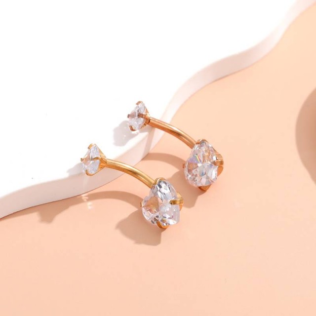 Uhan za popek v rose zlati barvi, dvojno srce