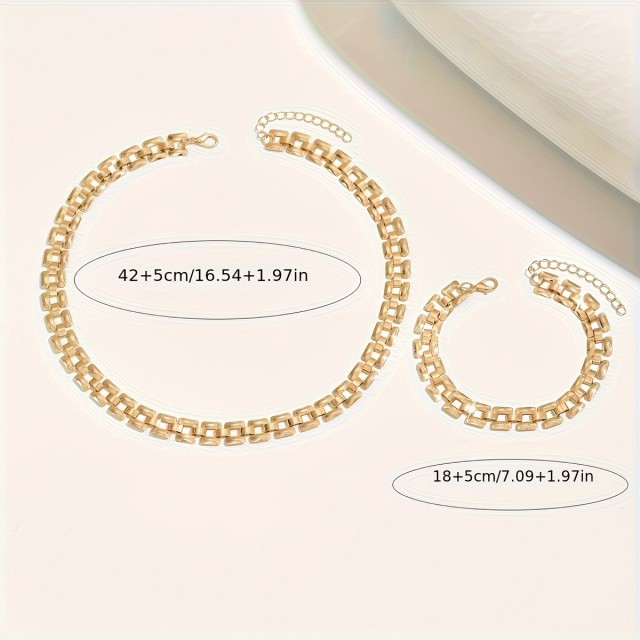 Minimalistična kovinska geometrijska ogrlica in zapestnica