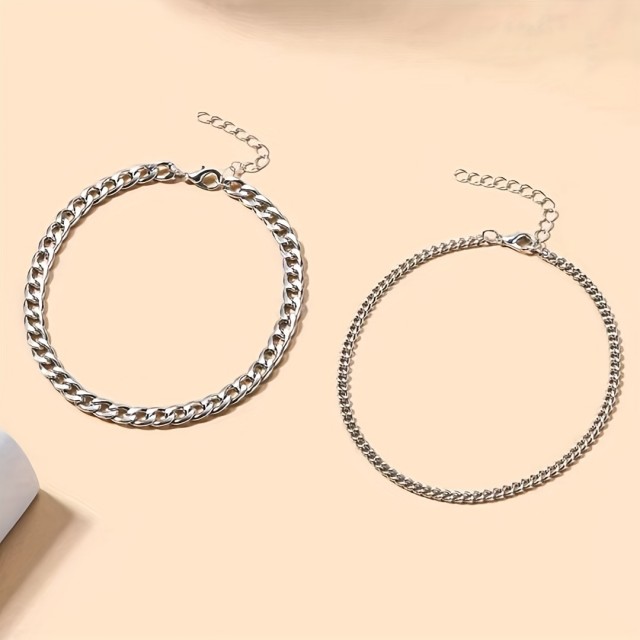 2 kosa zapestnic za gleženj s kubansko verižico