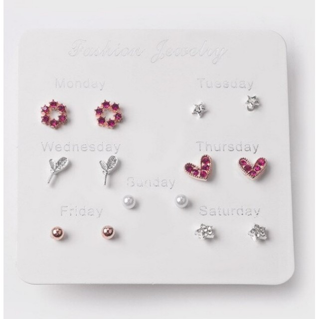 Komplet 7 parov uhančkov, od ponedeljka do nedelje, HIT