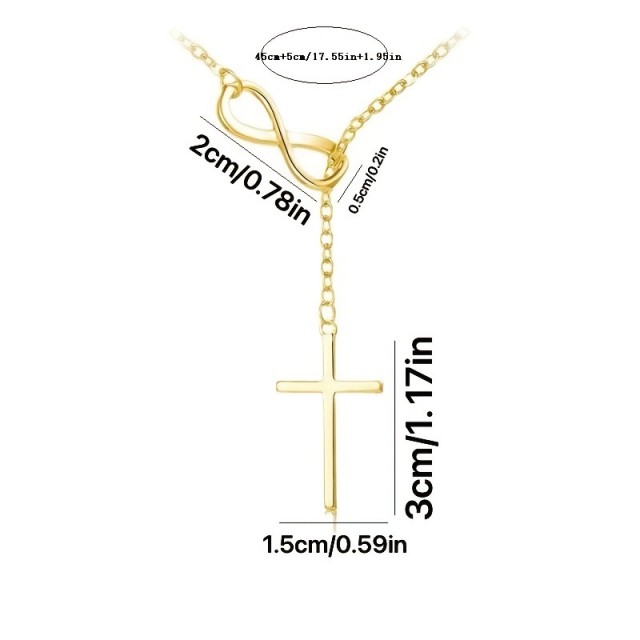 Ženska ogrlica Infinity Cross srebrne barve