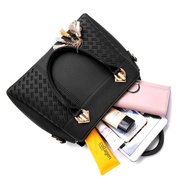 Elegantna črna ženska torbica v črni barvi T32