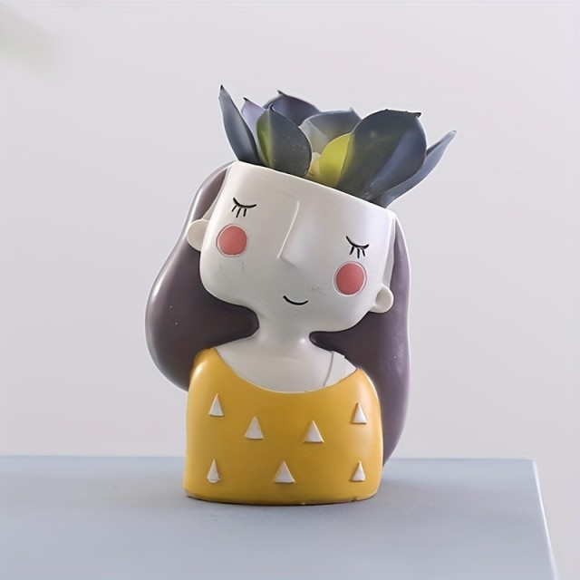 Cvetlični lonček VILA Z RUMENIM PULOVERJEM