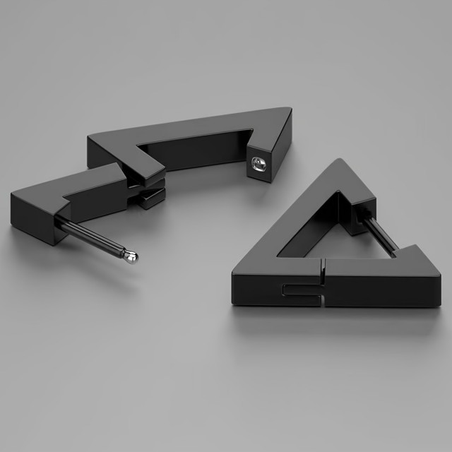 Jekleni moški uhani v obliki trikotnika 