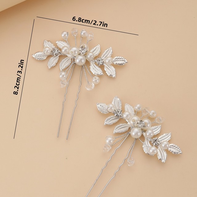 Komplet 2 elegantnih lasnic z listi in rožicami 2 barvi 