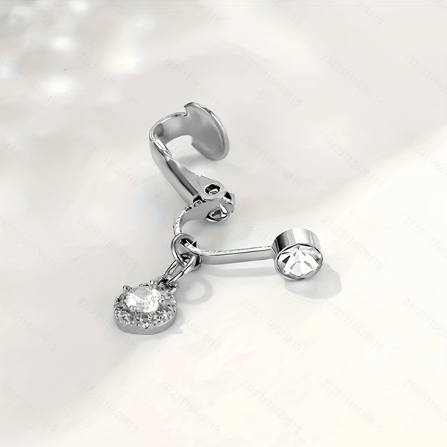 Fake uhan za popek v srebrni barvi