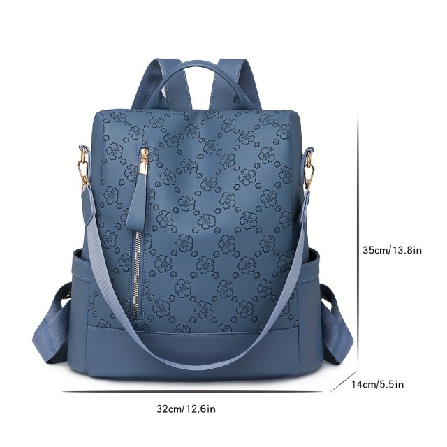 Elegantni modri cvetlični nahrbtnik z nastavljivimi trakovi 