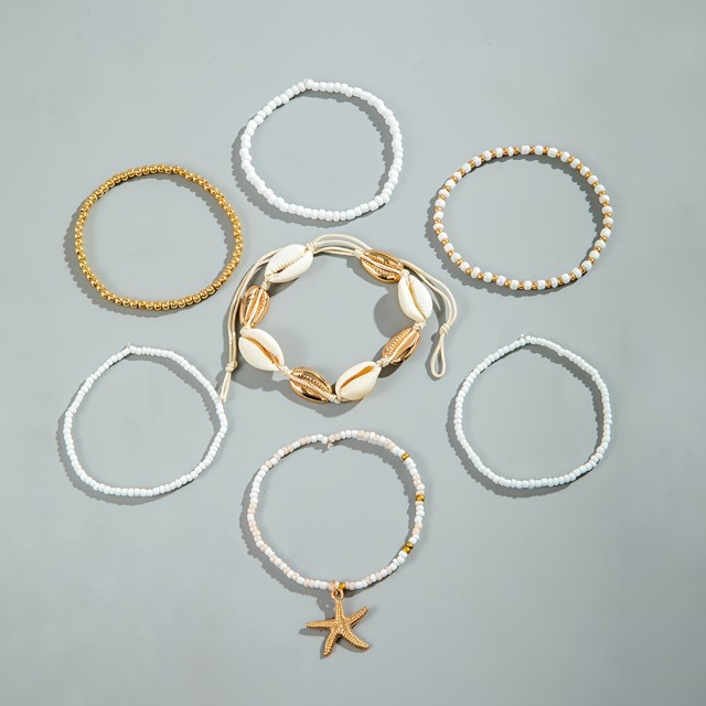 7 delni komplet zapestnic s školjkami