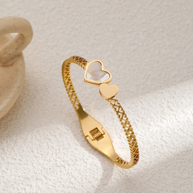 Elegantna zapestnica z dvojnim srcem v 2 barvah