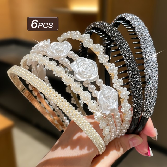 Komplet 6 elegantnih obročkov za lase 