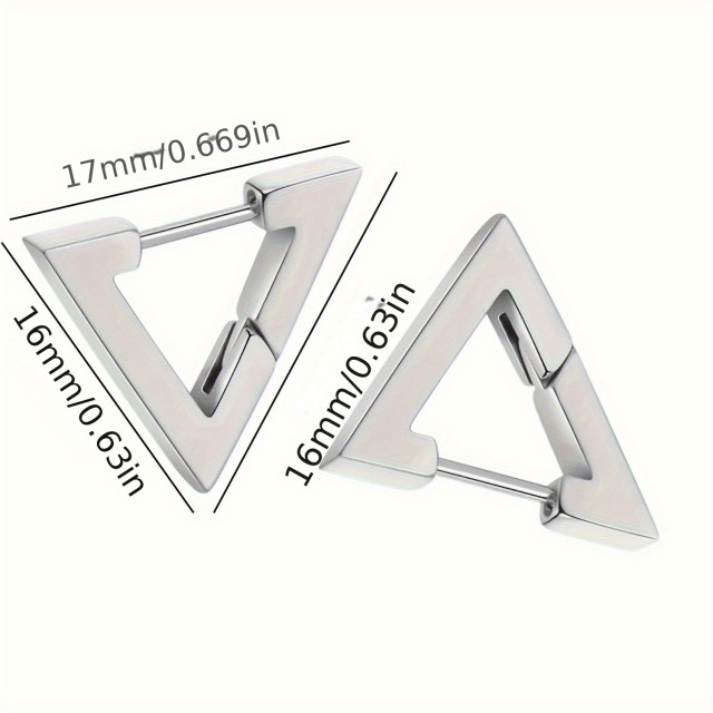 Jekleni moški uhani v obliki trikotnika 