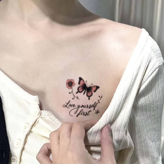 Čudovita poletna tattoo nalepka LOVE YOURSELF FIRST