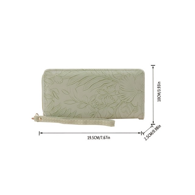 Ženska denarnica v črni barvi z reliefnim cvetličnim vzorcem