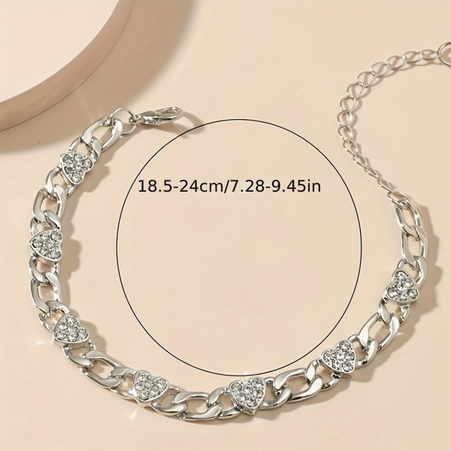 Zapestnica z bleščečimi srčki – srebrna ali rose zlata barva