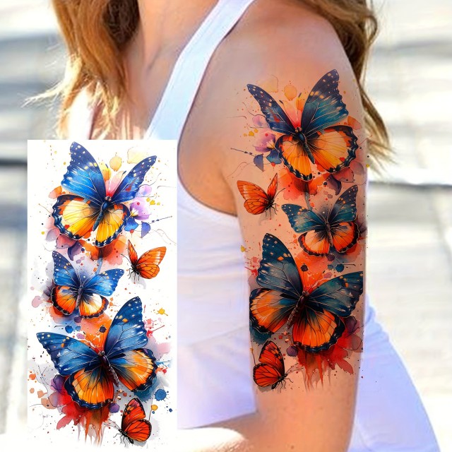 Tatu nalepka začasna z motivom pisanih metuljev