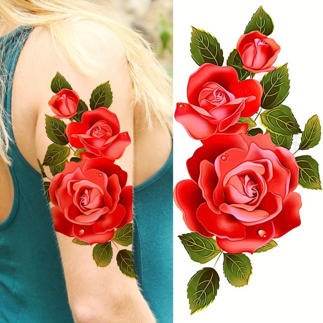 Začasna tetovaža vodoodporna z rdečimi vrtnicami