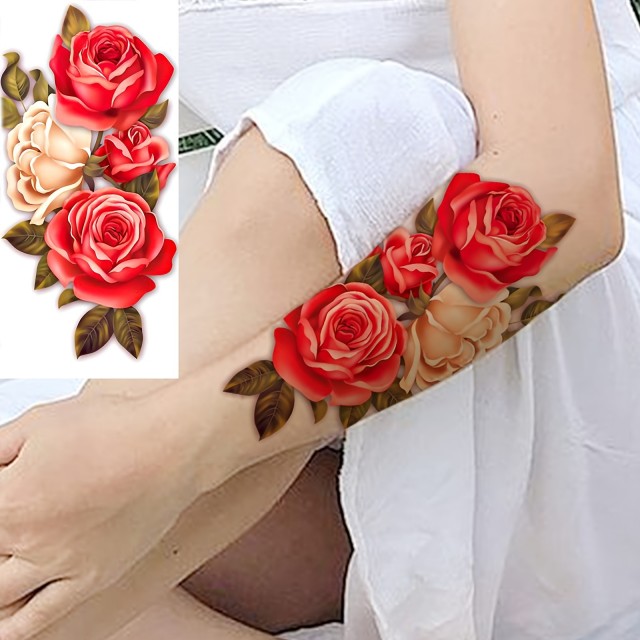 Vodoodporna tatu nalepka s 3D motivom pisanih cvetov