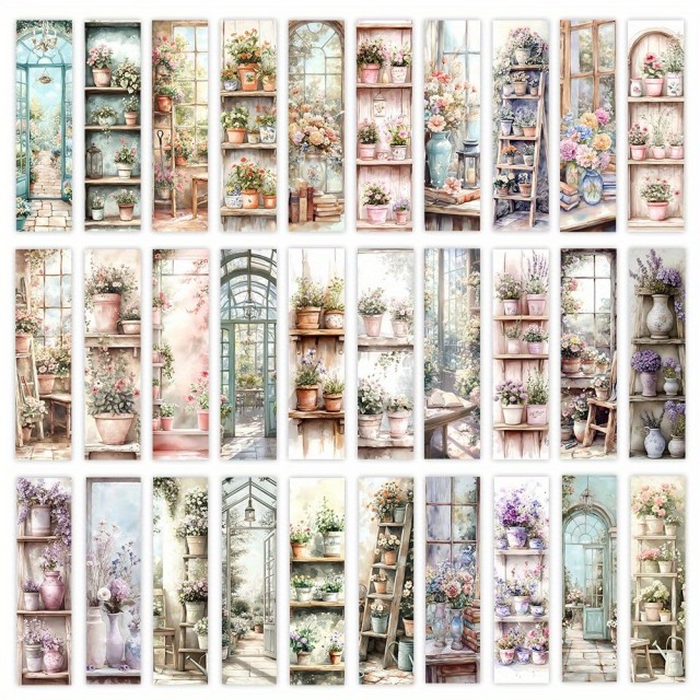 Komplet 32 vintage knjižnih kazal z rožami