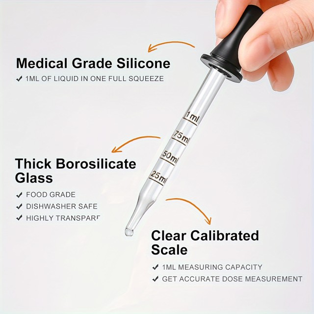 Steklena kapalka 1 ml z merilno skalo - pipeta s silikonskim nastavkom