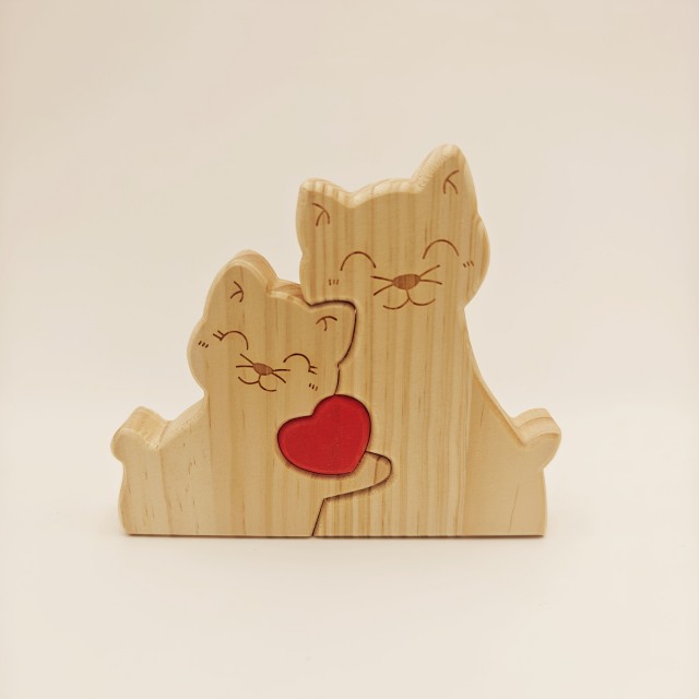 Personalizirana lesena mačja sestavljanka VAŠA DRUŽINA