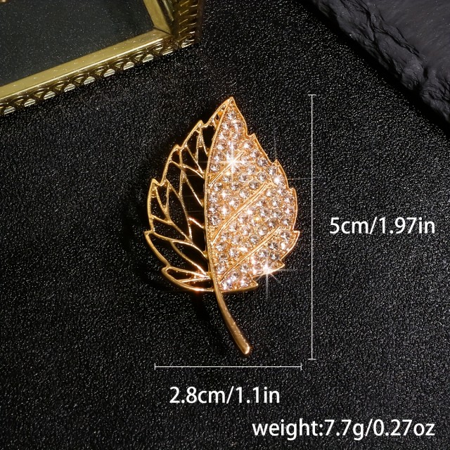 Elegantna ženska broška z velikim listom 