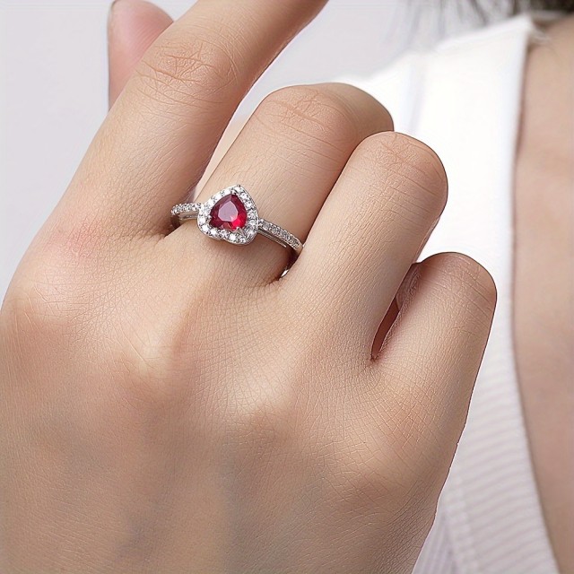 Eleganten prilagodljiv bleščeč prstan s srcem 2 barvi