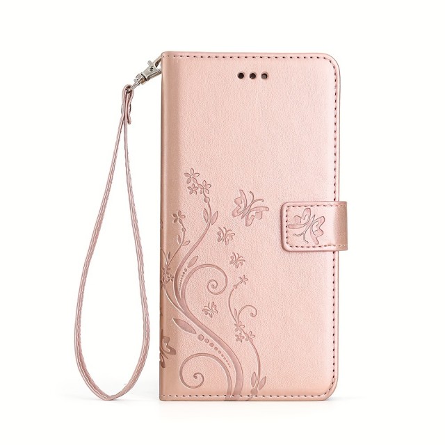 Ovitek za telefon iz usnja PU z metuljčkom in vrvico za nošenje (Samsung Galaxy A35)