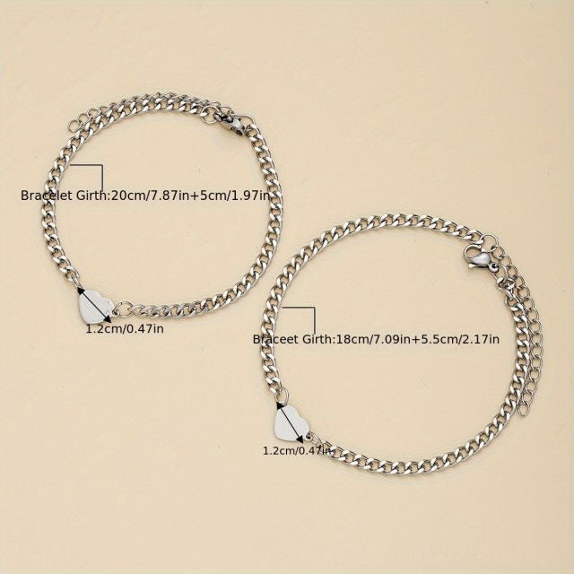 Komplet 2 zapestnic za par iz nerjavečega jekla v obliki srca