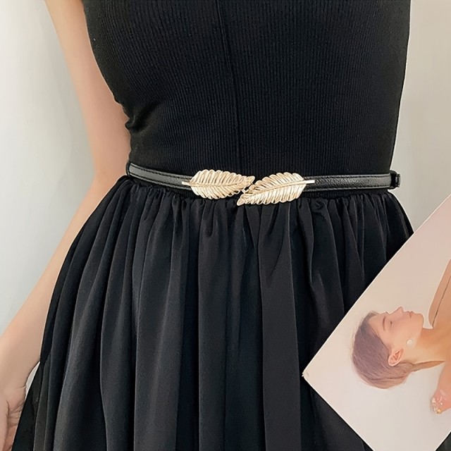 Ženski nastavljiv pas z listnimi okraski