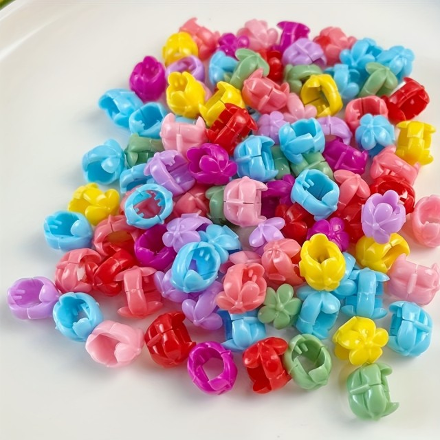 50 kosov ljubkih pisanih lasnih sponk v obliki rožic