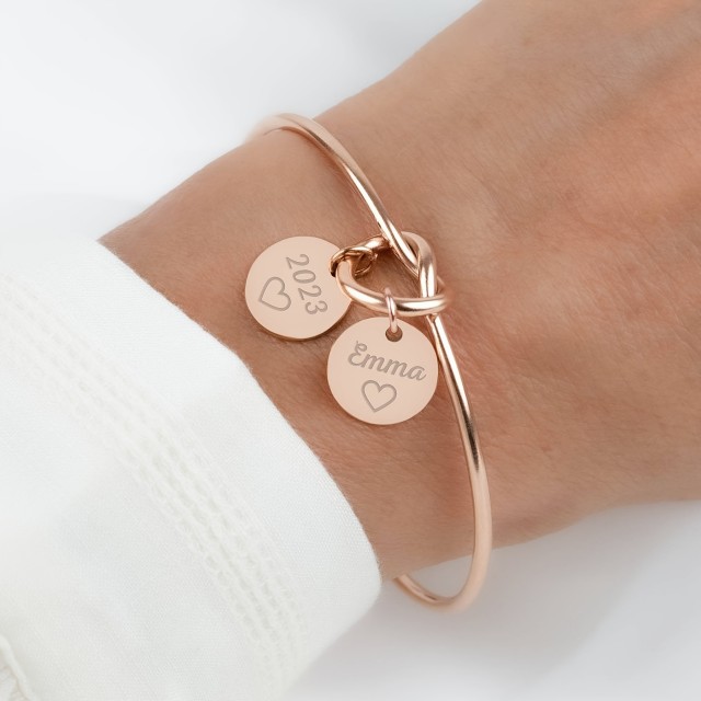 Personalizirana zapestnica z vozlom in 2 obeska 3 barve