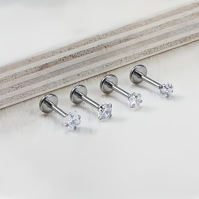 Komplet 4 nerjavečih jeklenih uhanov za ustnice ali nos 